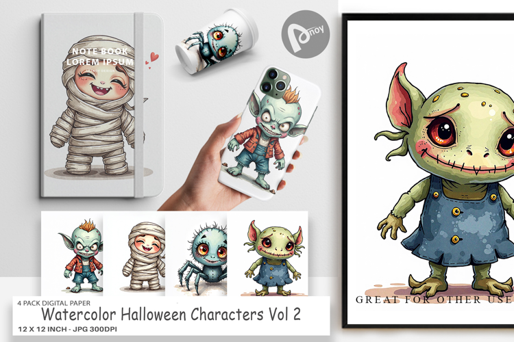 Halloween Characters Digital Paper