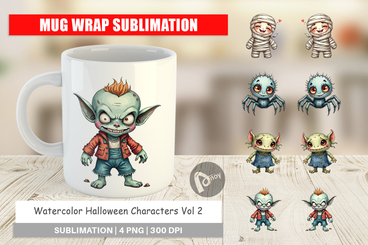 Halloween Characters Mug Wrap