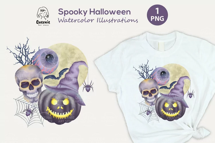 Spooky Halloween Watercolor Illustration| Creepy Clipart
