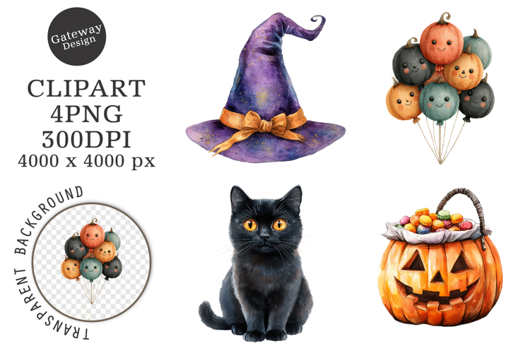Watercolor halloween clipart