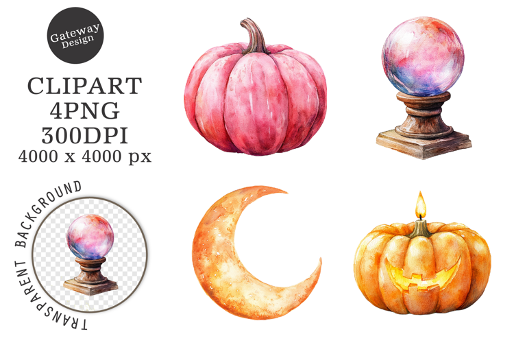 Watercolor Halloween Clipart