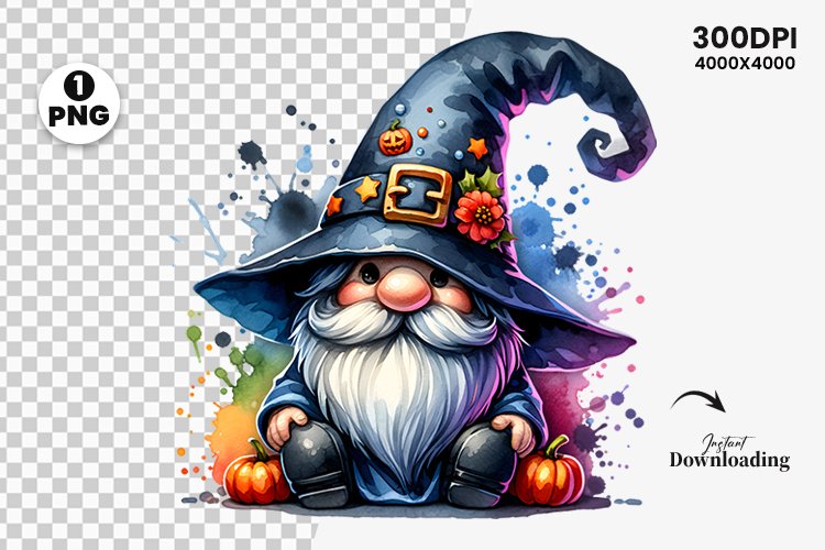 Halloween Gnome Clipart, Halloween Sublimation, Gnome Witch