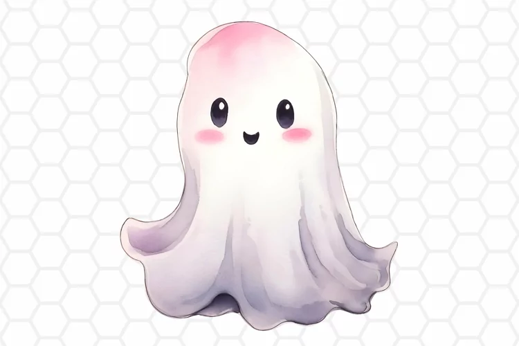 Watercolor Halloween Ghost Clipart, Sublimation PNG