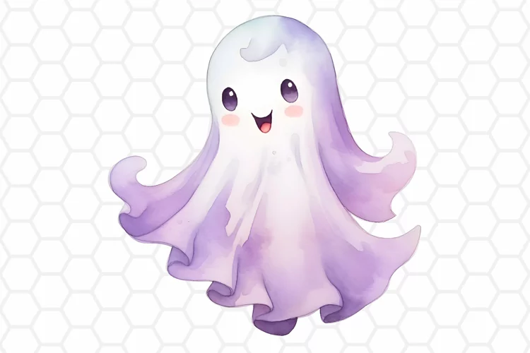 Watercolor Halloween Ghost Clipart, Sublimation PNG