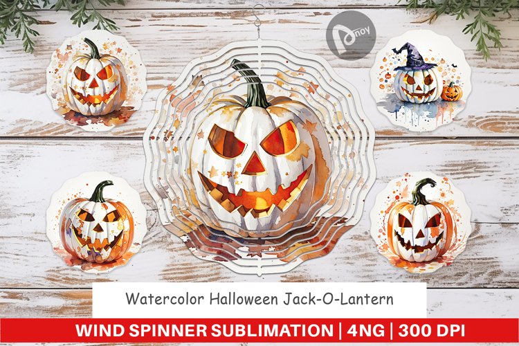 Wind Spinner Watercolor Jack O Lantern