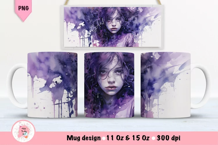 Watercolor Halloween Mug Wrap For 11 oz and 15 oz