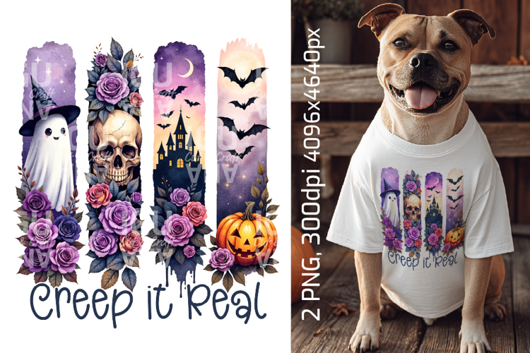 Halloween Tshirt Brush Strokes PNG Ghost, Skull, Pumpkin DTF