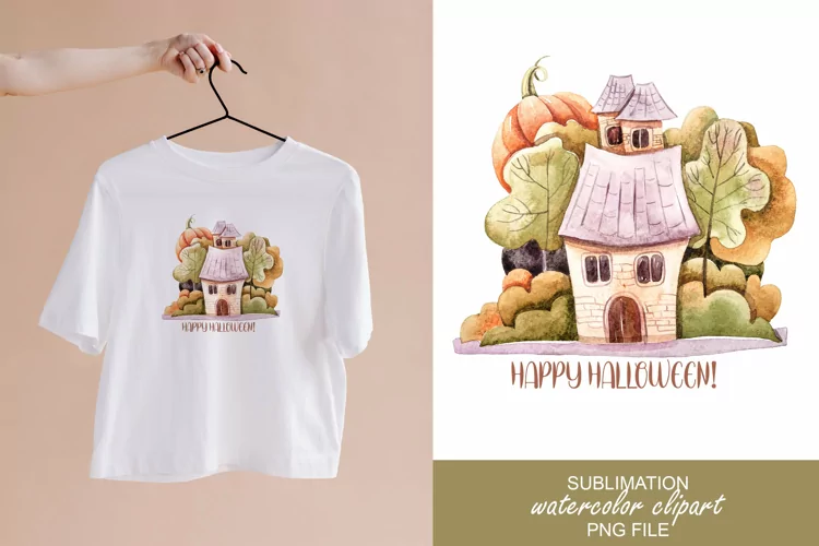 Watercolor Halloween cute pumpkin sublimation / clipart