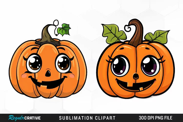 Watercolor Halloween Pumpkin Patch Cuties Clipart