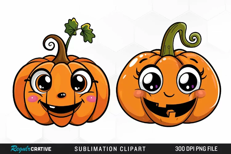 Watercolor Halloween Pumpkin Patch Cuties Art Clipart