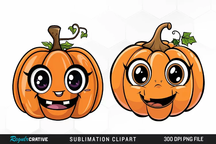 Watercolor Halloween Pumpkin Patch Cuties Art Clipart