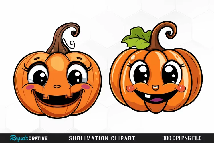 Watercolor Halloween Pumpkin Patch Cuties Clipart