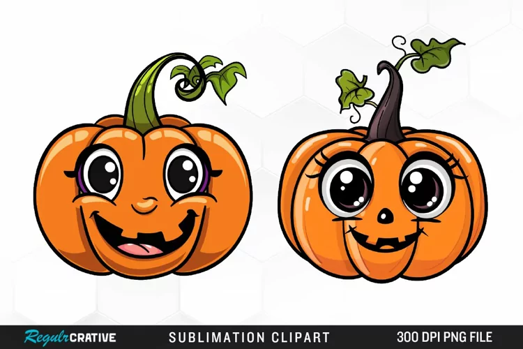 Watercolor Halloween Pumpkin Patch Cuties Clipart