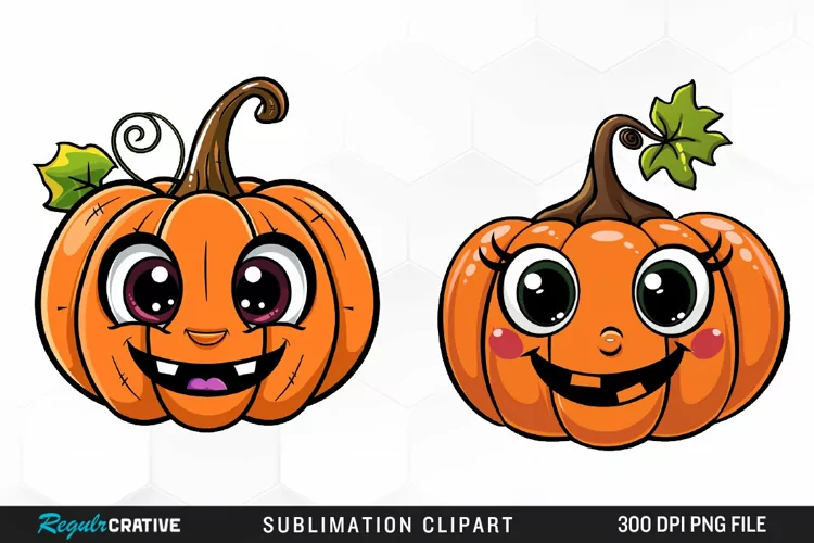 Watercolor Halloween Pumpkin Patch Cuties Art Clipart