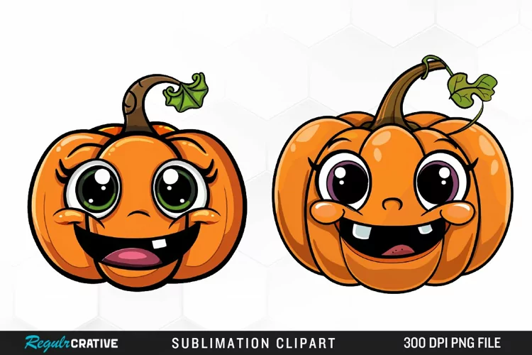 Watercolor Halloween Pumpkin Patch Cuties Clipart