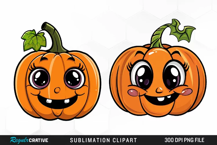 Watercolor Halloween Pumpkin Patch Cuties Art Clipart