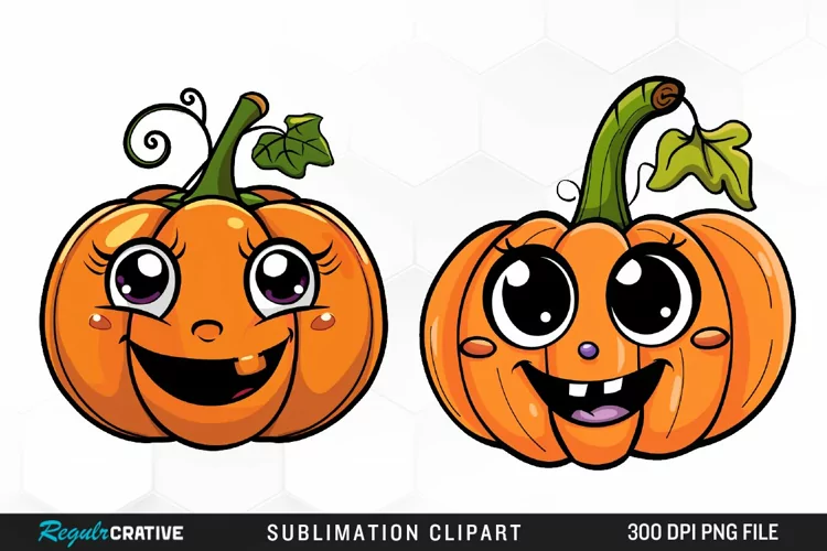 Watercolor Halloween Pumpkin Patch Cuties Clipart