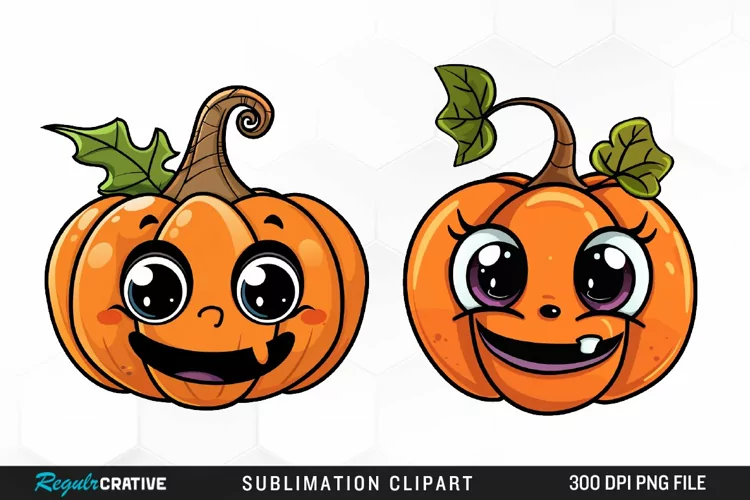 Watercolor Halloween Pumpkin Patch Cuties Art Clipart