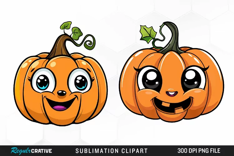 Watercolor Halloween Pumpkin Patch Cuties Art Clipart