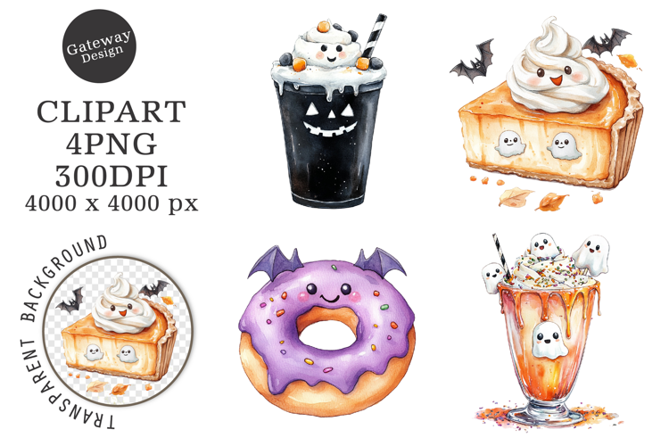 Watercolor Halloween Treats Clipart