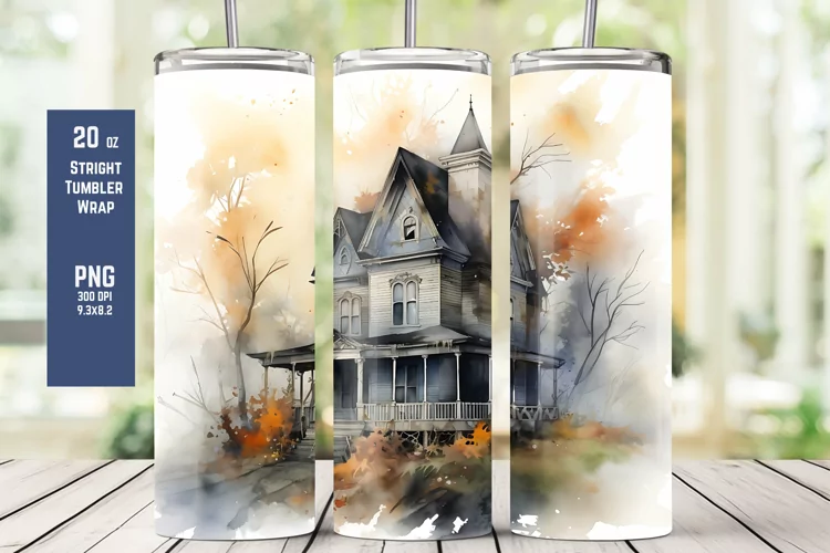 Watercolor Halloween Tumbler Wrap for Sublimation T1