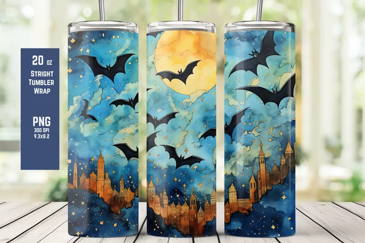 Watercolor Halloween Tumbler Wrap for Sublimation T10