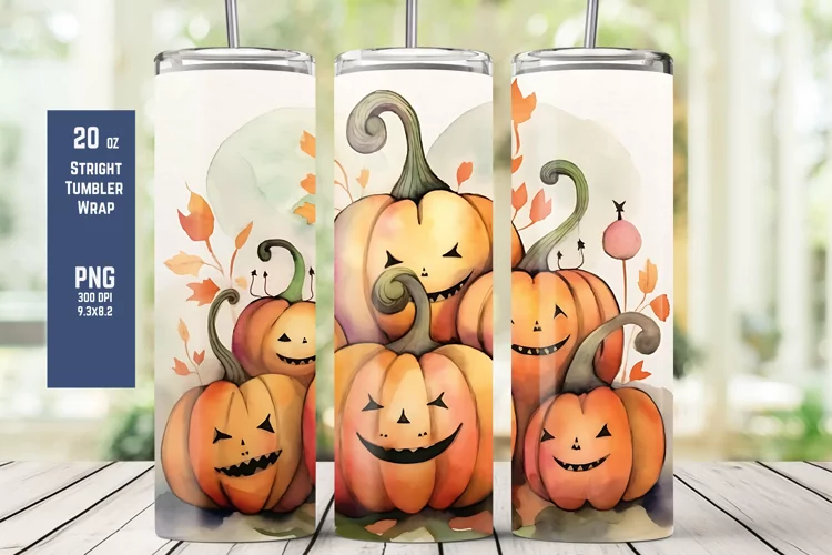 Watercolor Halloween Tumbler Wrap for Sublimation T15