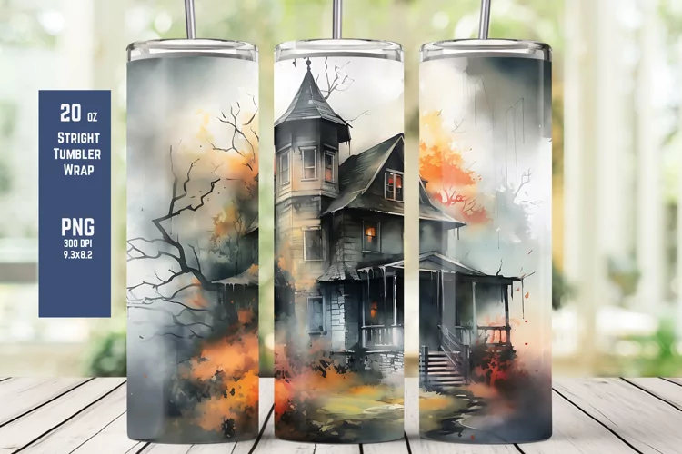Watercolor Halloween Tumbler Wrap for Sublimation T2