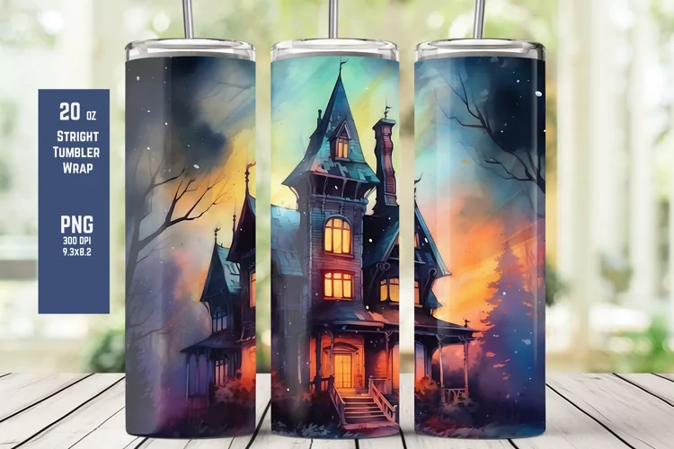 Watercolor Halloween Tumbler Wrap for Sublimation T8