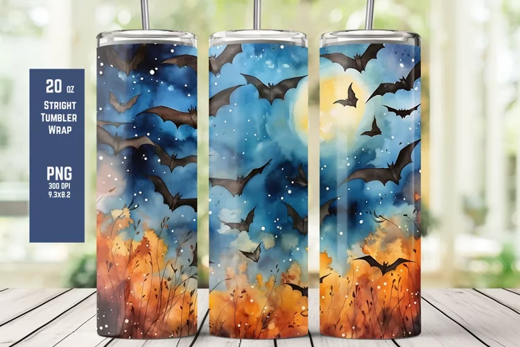 Watercolor Halloween Tumbler Wrap for Sublimation T9