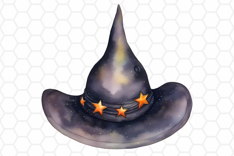 Watercolor Halloween Witch Hat Clipart, Sublimation PNG