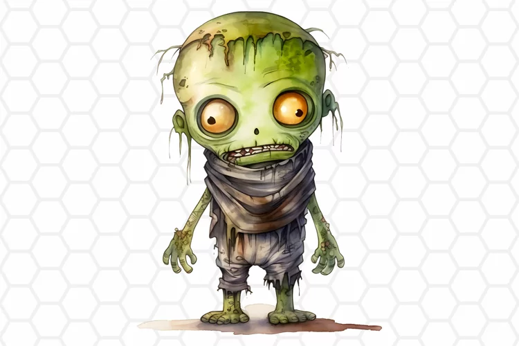 Watercolor Halloween Zombie Sublimation Clipart PNG
