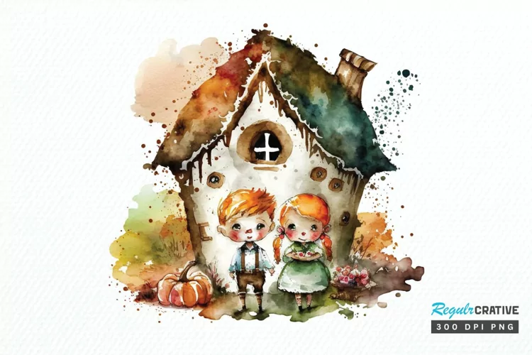 Watercolor Hansel and Gretel PNG Clipart