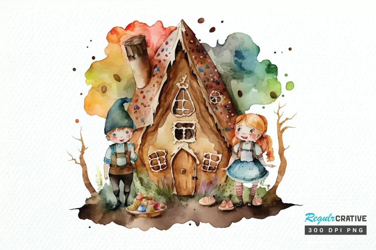 Watercolor Hansel and Gretel PNG Clipart