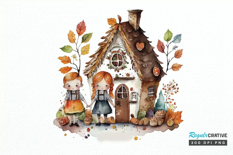 Watercolor Hansel and Gretel PNG Clipart