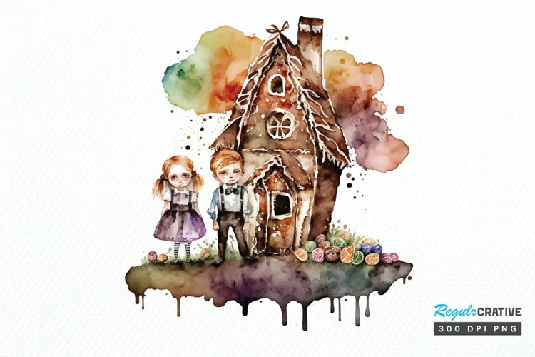 Watercolor Hansel and Gretel PNG Clipart