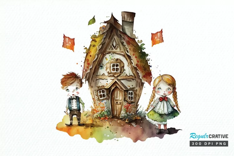 Watercolor Hansel and Gretel PNG Clipart