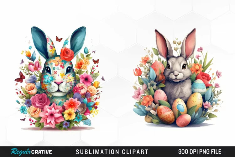 Watercolor Happy Easter Graphic Clipart