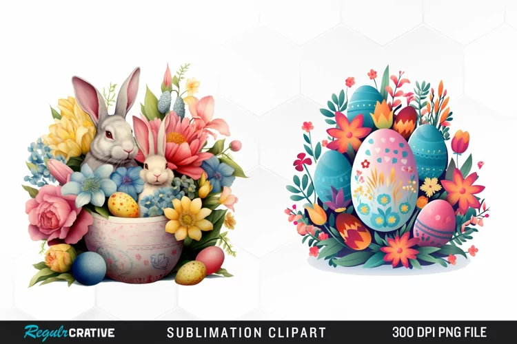 Watercolor Happy Easter Graphic Clipart