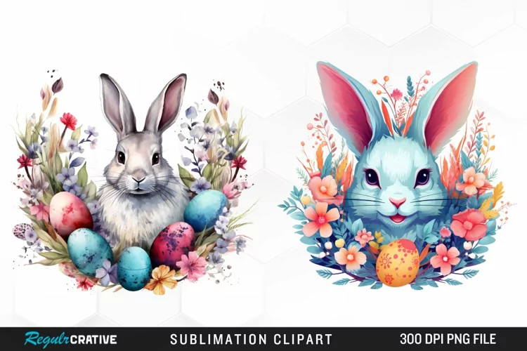 Watercolor Happy Easter Graphic Clipart