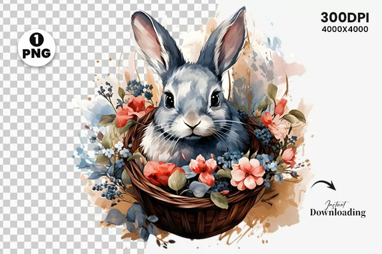 Watercolor Easter Day Sublimation Clipart | Easter Bunny PNG