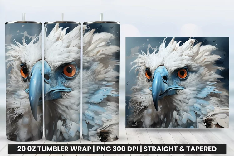 Watercolor Harpy Eagle Tumbler Wrap PNG, Tumbler Wrap Design