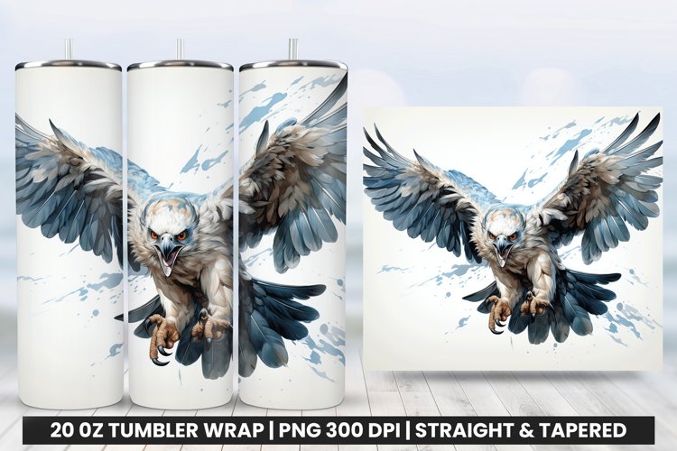 Watercolor Harpy Eagle Tumbler Wrap PNG, Tumbler Wrap Design