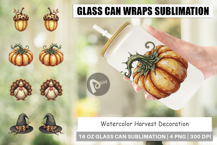 Harvest Decoration Glass Can
