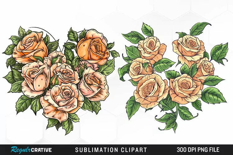 Watercolor Heart Flower Wreath Design Clipart