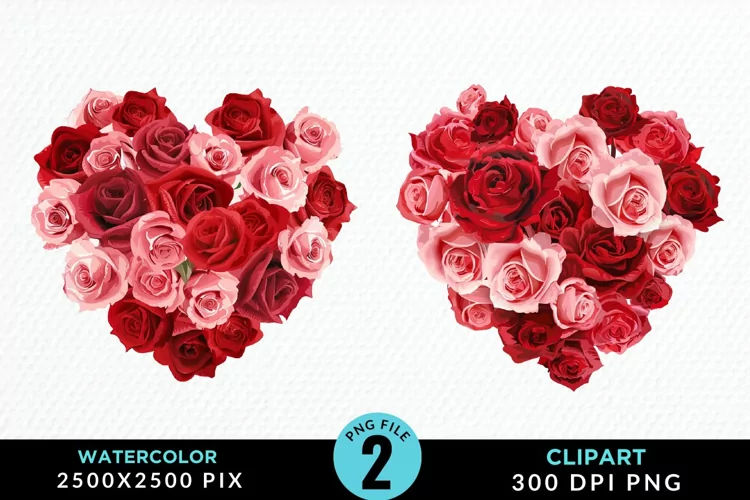 Heart Flower Sublimation PNG Clipart