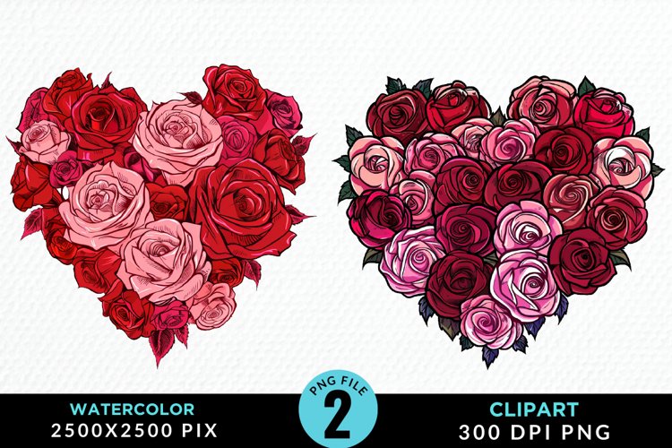 Heart Flower Sublimation PNG Clipart example image 1