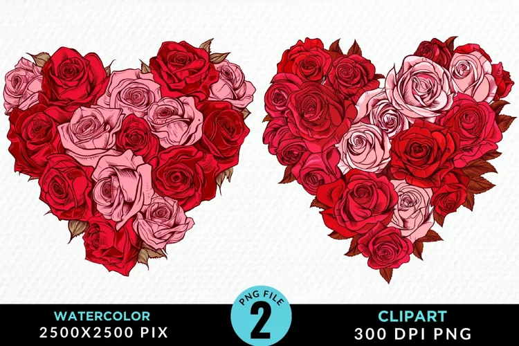 Heart Flower Sublimation PNG Clipart