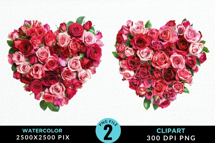 Heart Flower Sublimation PNG Clipart