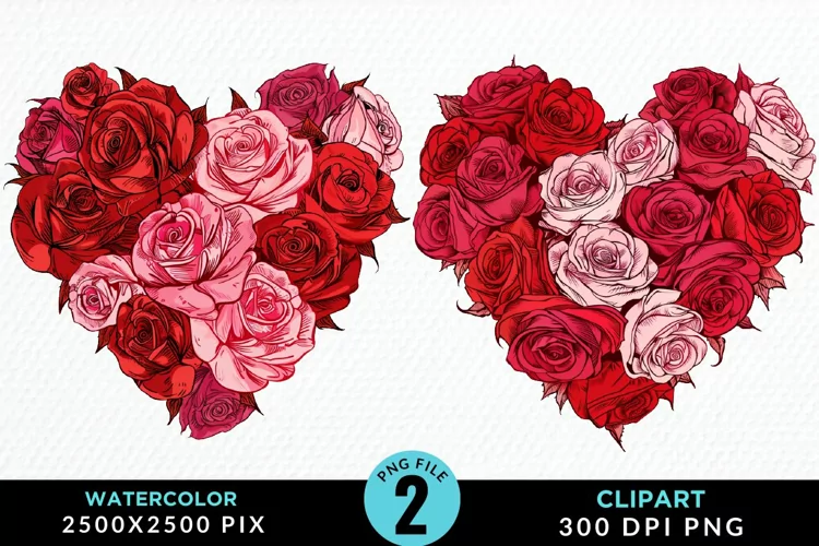 Heart Flower Sublimation PNG Clipart